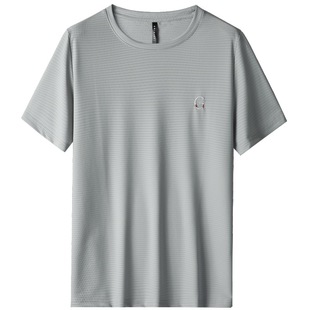 Men's Short-sleeved T-shirt Men's 2024 Summer New Ice Silk Men's Short-sleeved Casual High-end Half-sleeved Base Shirt Trendy 06