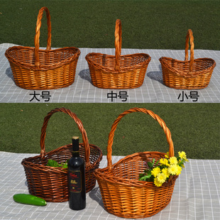 L storage basket Wicker rattan fruit basket fruit gift basket vegetable basket portable basket picking basket small basket bamboo basket T