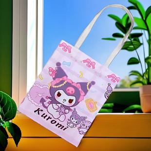 Canvas Bag Sanrio Big Ear Dog Kulomi Pikachu KT Digital Printed Shoulder Bag Tote Shopping Bag