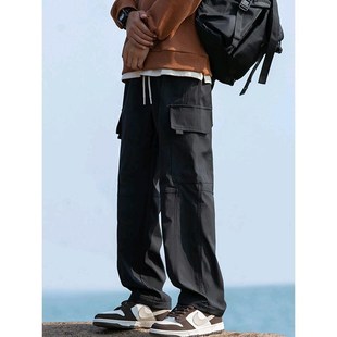 American Style Trendy Brand High Street Overalls Men's Japanese Style Casual Large Pocket Duffy Handsome Loose Wide Leg Straight Pants