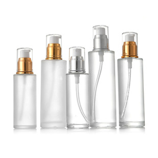 Wholesale Frosted Glass Spray Pressure Pump Bottle Pressing Lotion Bottle Essence Skin Care Cosmetics Bottling Set
