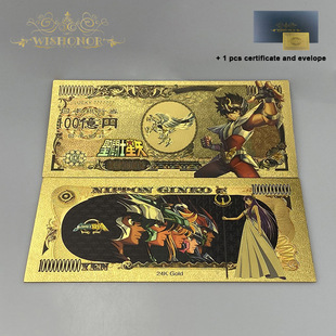 Gold Saint Seiya Japanese Anime Cartoon Gold Foil Color Printing Commemorative Banknote Card