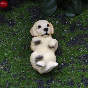 Simulation Cute Golden Hair Ornaments Micro Landscape Animal Model Cross-border Decoration Puppy Birthday Gift Resin Crafts