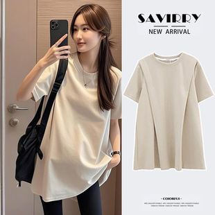 Pregnant Women's Summer 2025 New Fashion Loose Belly Covering Short-sleeved T-shirt Pregnant Women's T-shirt Summer Fashion