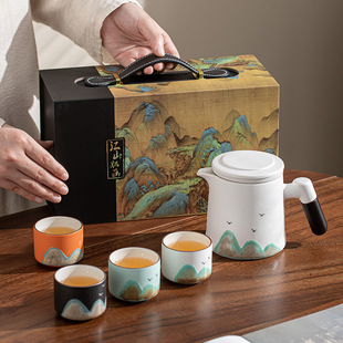 Forbidden City Wenchuang Hand-painted Ceramics Tea Master Cup Tea Set Gift Annual Meeting Accompanying Gift Teahouse Company Business Gift