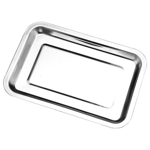 Stainless Steel Tray Wholesale Rectangular Plate Barbecue Plate Commercial Plate Hotel Canteen Steamed Rice Plate Grilled Fish Plate