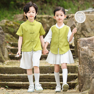 Chinese style children's performance clothing kindergarten graduation clothing primary school students summer new Chinese poetry recitation performance