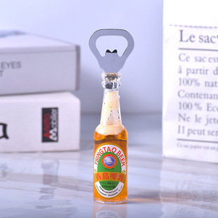 Qingdao New Tourist Souvenir Beer Bottle Opener Creative Bottle Opener Refrigerator Sticker Iron Stone Wine Glass None