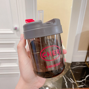 Wholesale new plastic cup double drinking cup portable fashion cup student straw high color value coffee cup logo