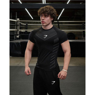 Summer Cross-border New Fitness Men's T-shirt Tight Sports Training T-shirt Muscle Men's High Elastic Clothes Short Sleeve Fitness