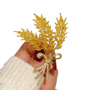 Korean-style high-grade super beautiful golden wheat brooch corsage female temperament all-match yellow bouquet suit coat pin buckle