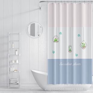 Cross-border Amazon polyester shower curtain bathroom partition curtain wholesale digital printing pastoral style curtain custom pattern