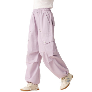 Girls' Sports Tooling Paratrooper Pants 2025 Summer New Mid-Large Children's Wide-Leg Wear-Resistant Multi-Pocket Casual Outdoor Pants