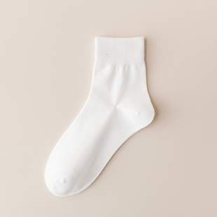 Solid Color Women's Mid-Socks Spring and Summer Thin Anti-Pilling Candy Color Cotton Socks All-Match Simple Breathable Women's Socks Moon Socks