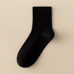 Boneless 100% cotton socks men's mid-calf solid color sports socks sweat-absorbent deodorant autumn and winter thickened cotton socks wholesale