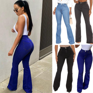 Ebay Amazon floor-mopping flared jeans women's European and American-style hip-lift slim pants for children's cross-border plus size pants