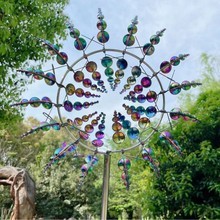 New cross-border metal iron crafts rotating windmill outdoor creative garden windmill decorative iron plug-in