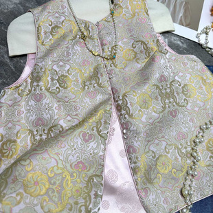 Brocade Jacquard Vest Silk Song Brocade Vest 2025 Spring New Arrival Penny End Embroidered Waistcoat Shirt Stacked Vest