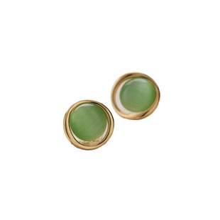 French style Mori style high-grade earrings show white in spring and summer ins fresh niche design green cat's eye stone mosquito-repellent incense plate