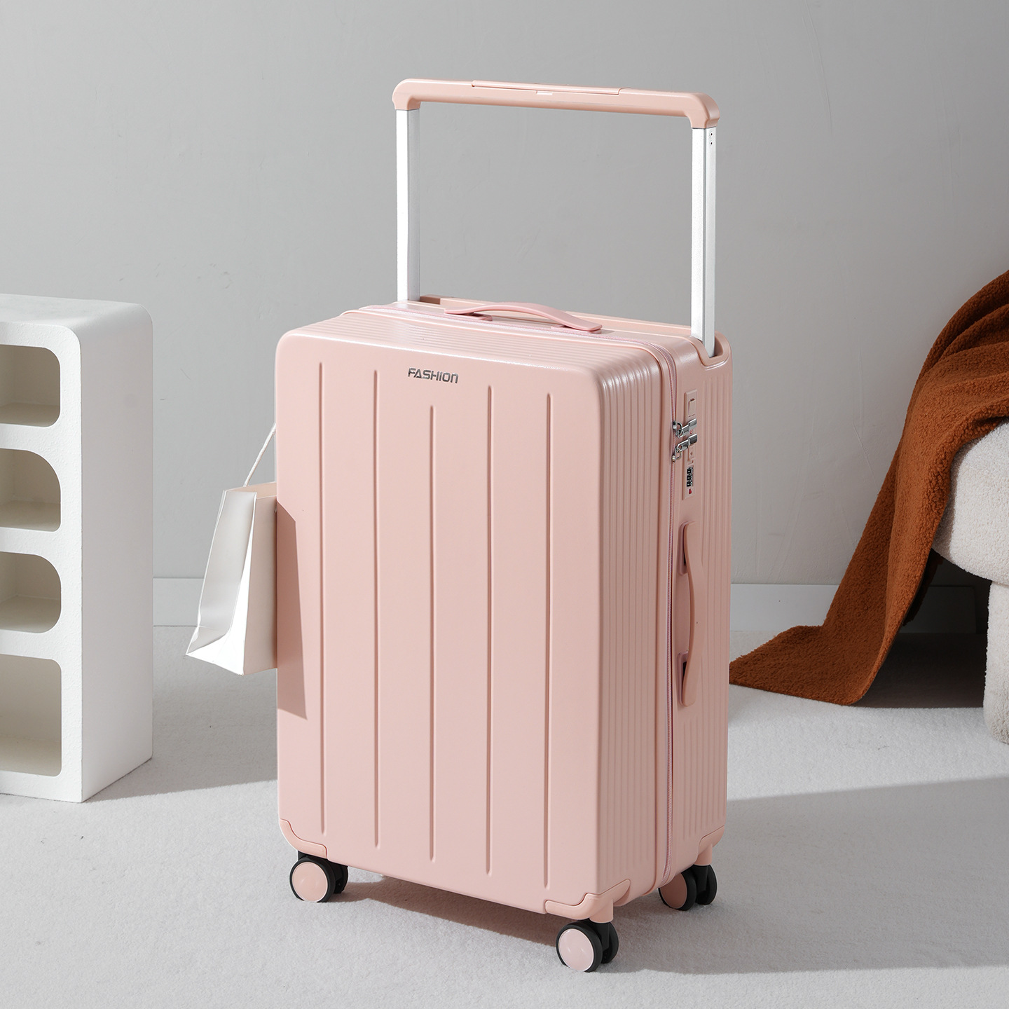Fashionable and Sturdy Trolley Case with Wide Trolley, Large Capacity, Dry and Wet Separation, Universal Wheel Suitcase, Student Password Suitcase