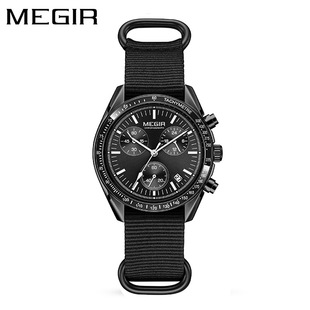 MEGIR new men's nylon braid waterproof luminous watch wholesale multi-function chronograph sports quartz watch