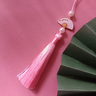 Jiuyue New White Jade Fan Tassel Panicle Antique Hanfu Fan Hanging Panicle Cheongsam Pendant Bookmark Mobile Phone Pendant