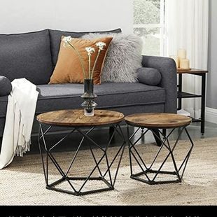 Nordic Vintage Round Coffee Table Wood Internet Celebrity Iron Creative Modern Small Apartment Simple Home Living Room Bedroom Table