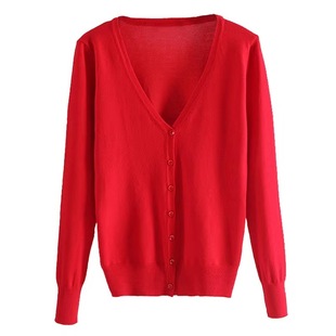 Large Size Women's Clothing Spring and Autumn Knitted Cardigan Women's Loose Korean-style Sweater Women's Coat Long-sleeved V-neck Thin Cardigan