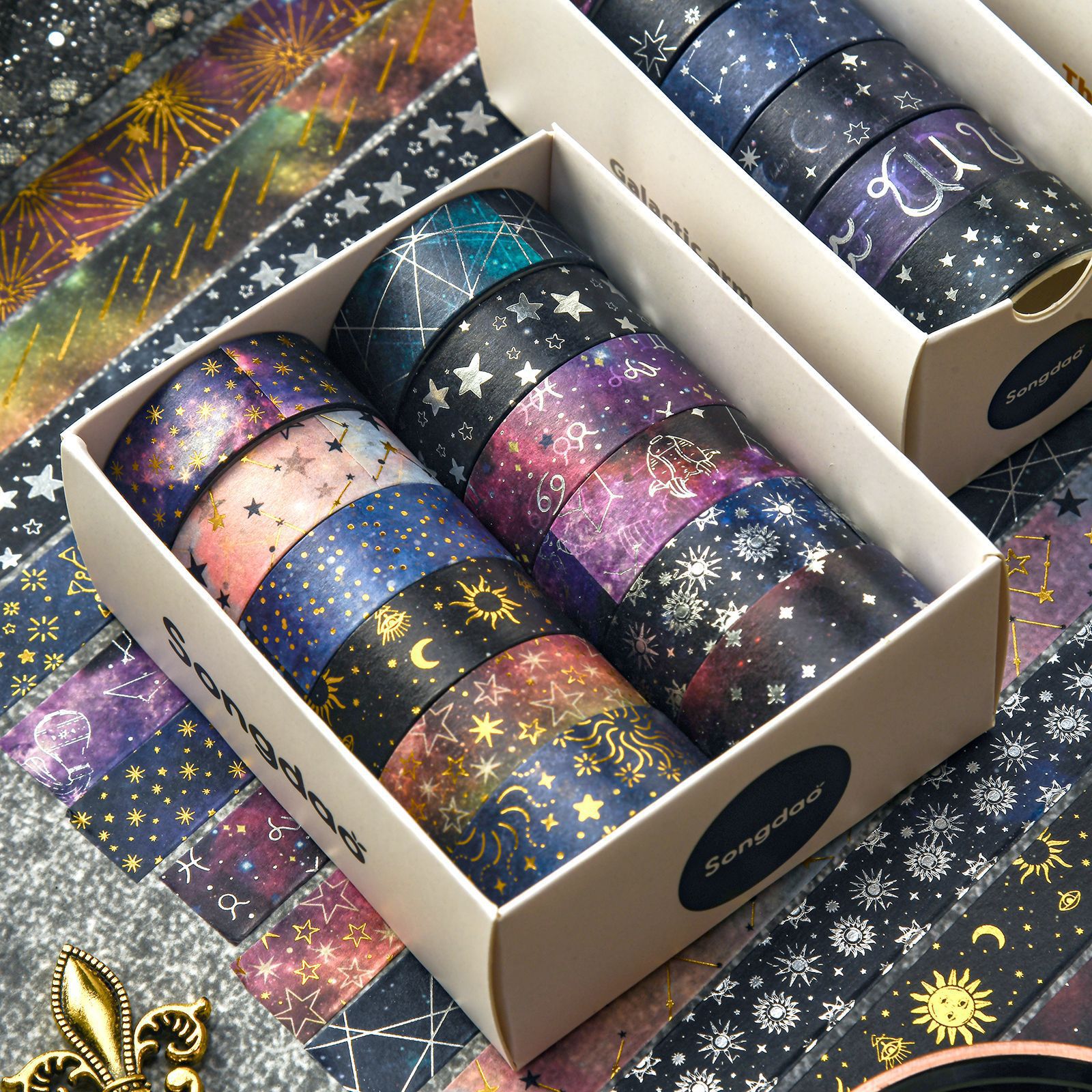 starry sky slice and paper tape mysterious star moon sunflower diy handmade sticker popular pyrotechnic tape