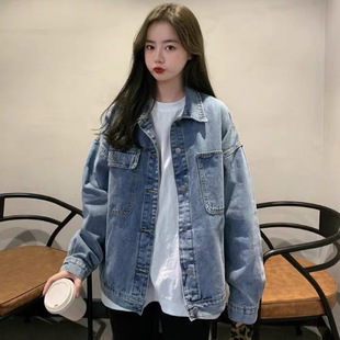 Spring and Autumn 2024 New Short Denim Jacket Women's Korean Style Retro Loose Student Long Sleeve Jacket Trendy