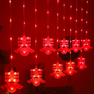 LED New Year lantern light string Spring Festival festive decorative curtain light spring blessing red lantern New Year atmosphere dress up colored lights