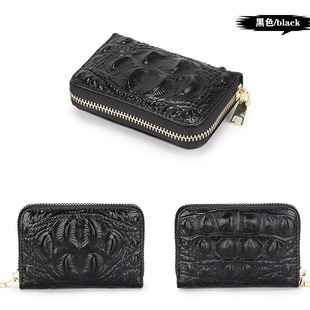 First layer cowhide organ card holder crocodile pattern women's card holder men's card holder multi-function zipper small wallet business card