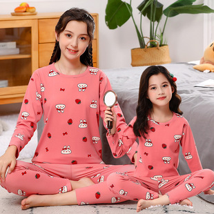 Autumn and Winter Parent-Child Underwear suit Children's Autumn Clothes Autumn Trousers Boys and Girls Teenagers Warm Home Clothes Middle and Big Children's Pajamas