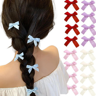 4cm Sweet and Cute Bow Hairpin Y2K Multi-color Ballet Style Ribbon Mini DucKbill Clip Hair Accessories Braided Hair Headdress