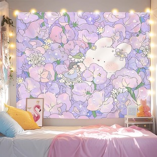 Cute Cartoon Healing ins Style Hanging Cloth Xiaohongshu Bedroom Background Cloth Wall Cloth Tapestry Bedside Decorative Canvas