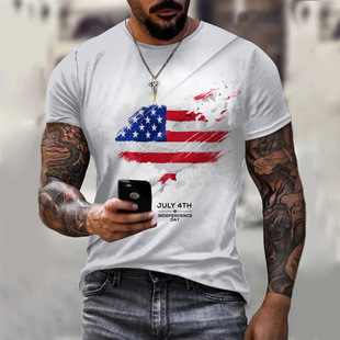 2024 summer new cross-border men's 3D printed T-shirt men's fashion casual personality men's top
