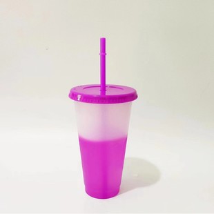 Cross-border new fashion temperature cold color change large capacity pp plastic sipper cup wholesale can add logo
