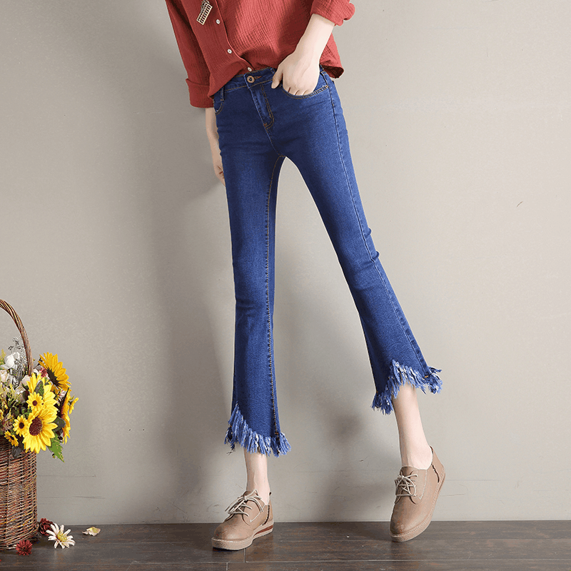European and American black jeans women's foreign trade 2019 high waist tight Korean style plus size slimming spring and autumn thin skinny trousers