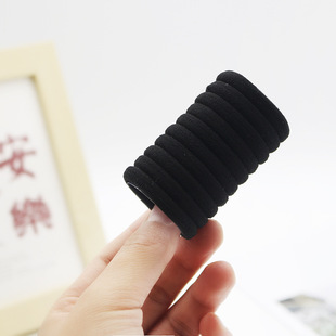 Simple Black Foundation 4CM Towel Ring High Elastic Seamless Hair Rings Women's Head Rope Rubber Tendons