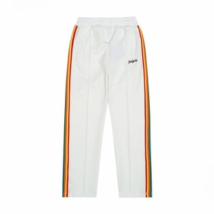 PA Angel fashion brand striped rainbow webbing shorts for men and women couple fog High Street palm tree loose cropped pants