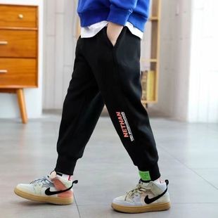 Boys' Spring and Autumn Pants Medium-thick Sports Pants Large Children's fleece-lined Spring Casual Pants Children's Pants Thick