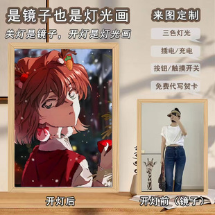Высокая зеркальная световая живопись DIY детектив Конан Xinxin Xiaolan креативная светящаяся декоративная живопись ночник для спальни