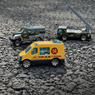 Children's alloy sliding toy car 1:64 simulation mini model engineering police car fire suit cross-border English