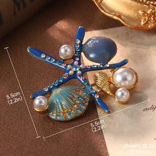 French Middle Ancient Enamel Flower Color-retaining Winter Earrings Pearl Starfish Brooch 925 Tassel High-grade Niche Earrings