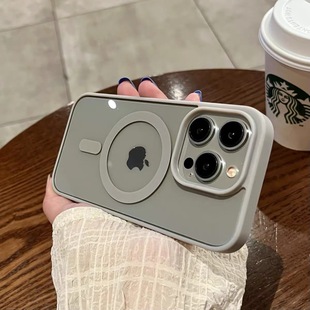 Macaron силиконовый чехол для телефона iPhone15ProMAX Акриловый магнитный отсасывающий яблоко 14 прозрачный защитный чехол