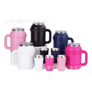 New 304 stainless steel thermos cup large capacity with handle ton ton barrel suction pipe spoon barrel cup set pot