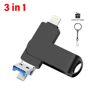 Mobile phone U disk U disk wholesale for Apple Android three-in-one U disk metal rotating U disk 64G gift U disk
