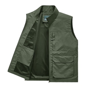 Multi-pocket vest men's new four-season loose vest waistcoat middle-aged outdoor leisure photography spring and autumn thin vest for men
