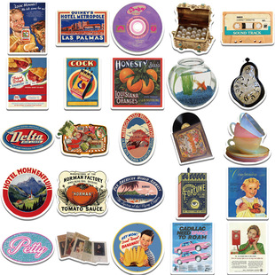 50 ins retro nostalgic art stickers European and American style artistic journal stickers diy notebook mobile phone water cup stickers