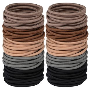 Cross-border seamless black 4mm thick rubber rubber band color hair ring high elastic durable diy accessories head rope wholesale
